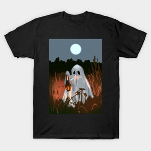 Halloween Ghost At Night with Lantern T-Shirt